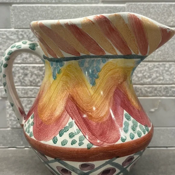 MacKenzie-Childs Multicolor Retired Keukenhoff Ceramic Pitcher - Picture 3 of 9